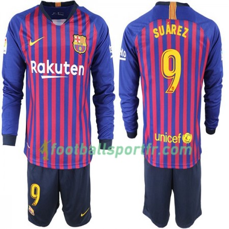 Tenue Barcelone Suarez 9 Enfant Domicile 2018-2019 Maillot de Foot ML